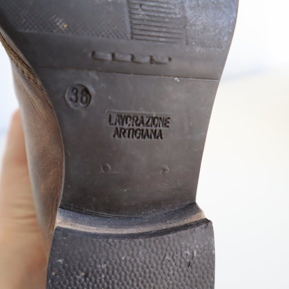 Lavorazione Artigiana Brown Leather Lace-Up Desert Ankle Boots, Size 6 - Picture 9 of 15